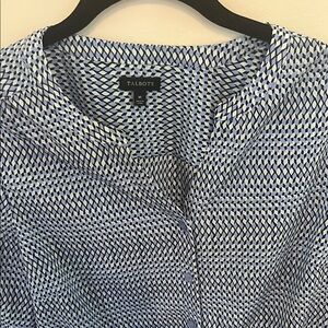 Talbots Blue and White Patterned Blouse